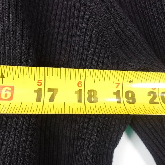 Black Sweater Women 3X Plus Black Knit Cardigan Ribbed Open Front Tie Casual L/S - Picture 4 of 8